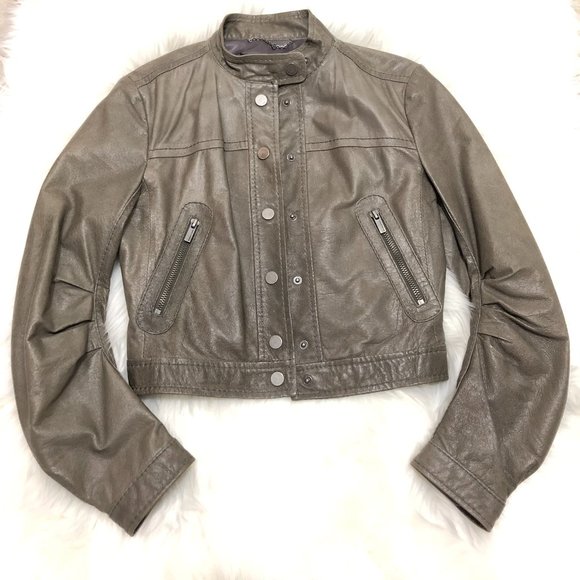 ✨HOST PICK✨ BCBGMaxAzria (Lead) Crop Moto Leather Jacket - Size XXS - Picture 3 of 14